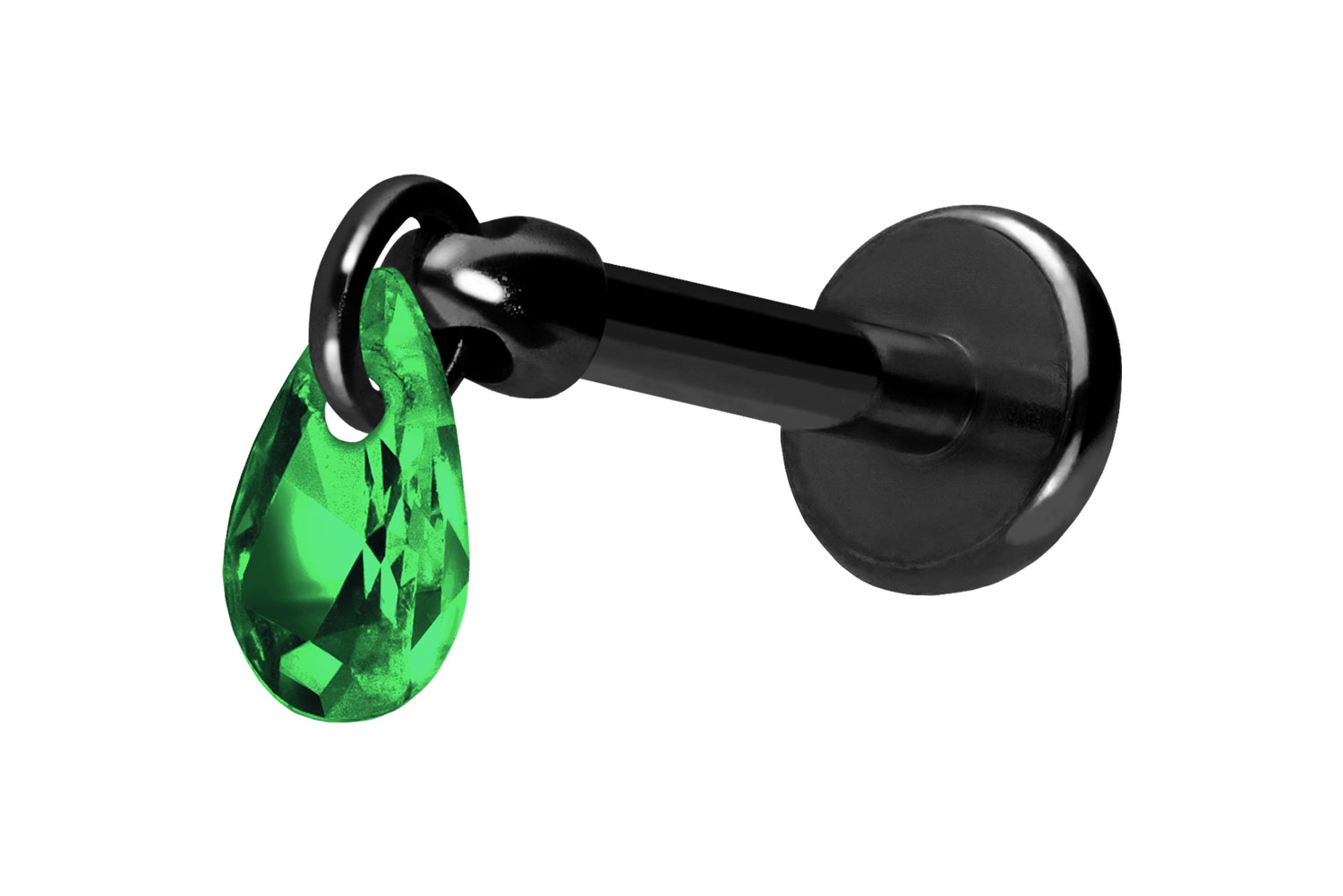 Titan Labret Piercing mit Push Fit KRISTALLTROPFEN